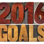 2016 goals – New Year resolution concept – isolated text in vint